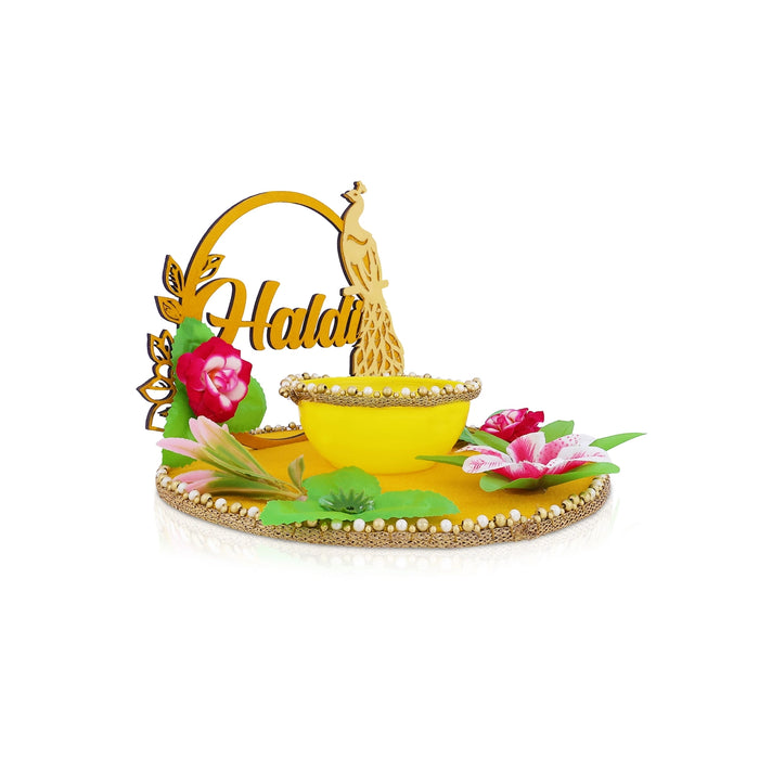 Haldi Platter - 7 x 9.5 Inches | Haldi Box/ Decorative Plate/ Wedding Platter for Haldi & Mehendi Ceremony