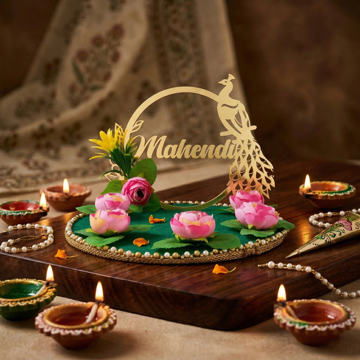 Haldi Platter - 7 x 9.5 Inches | Haldi Box/ Decorative Plate/ Wedding Platter for Haldi & Mehendi Ceremony