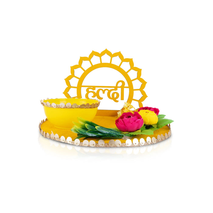 Haldi Platter - 7 x 9.5 Inches | Haldi Box/ Decorative Plate/ Wedding Platter for Haldi & Mehendi Ceremony