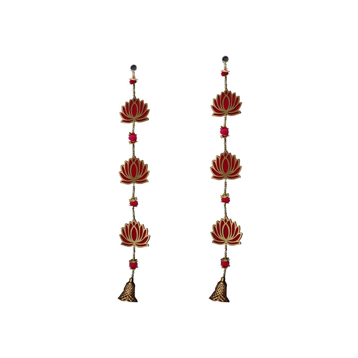 Toran - 29 Inches | 2 Pcs/ Door Hanging/ Lotus Design Wall Hanging/ Side Thoranam Set for Home