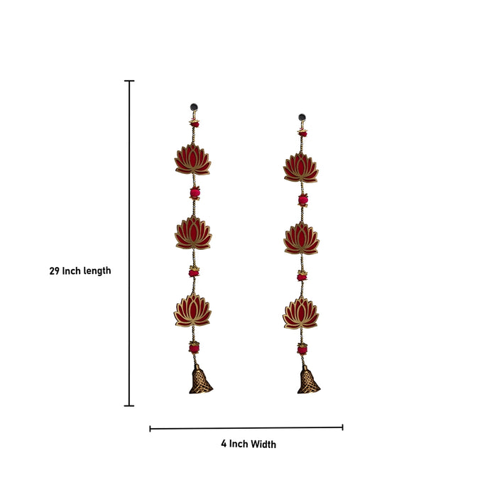 Toran - 29 Inches | 2 Pcs/ Door Hanging/ Lotus Design Wall Hanging/ Side Thoranam Set for Home