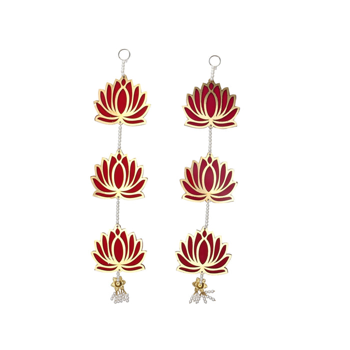 Toran - 17 Inches | 2 Pcs/ Door Hanging/ Lotus Design Wall Hanging/ Side Thoranam Set for Home