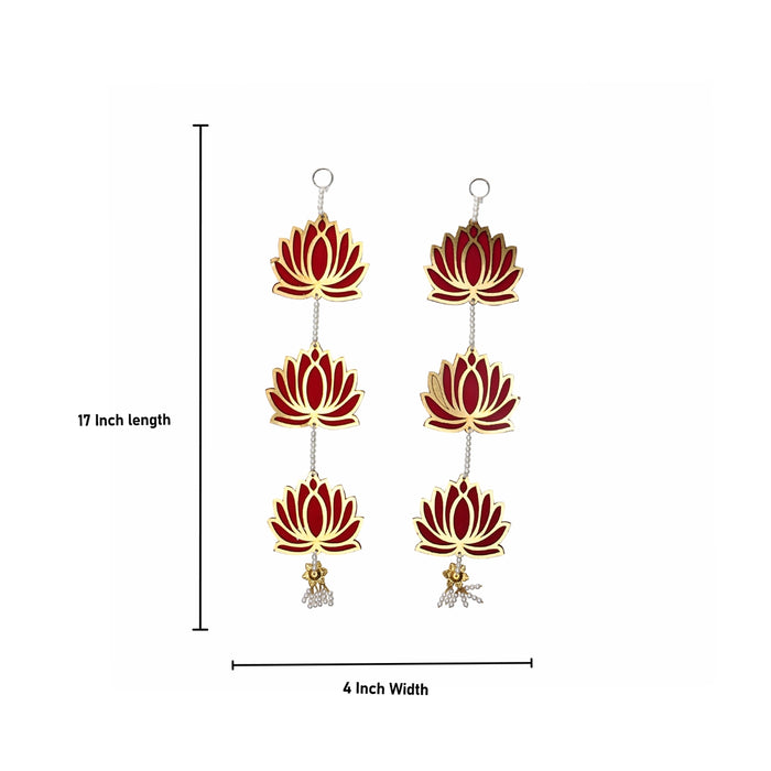 Toran - 17 Inches | 2 Pcs/ Door Hanging/ Lotus Design Wall Hanging/ Side Thoranam Set for Home