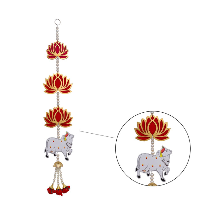 Toran Set - 12 Inches | 2 Pcs/ Door Hanging/ Lotus Design Wall Hanging/ Side Thoranam Set for Home