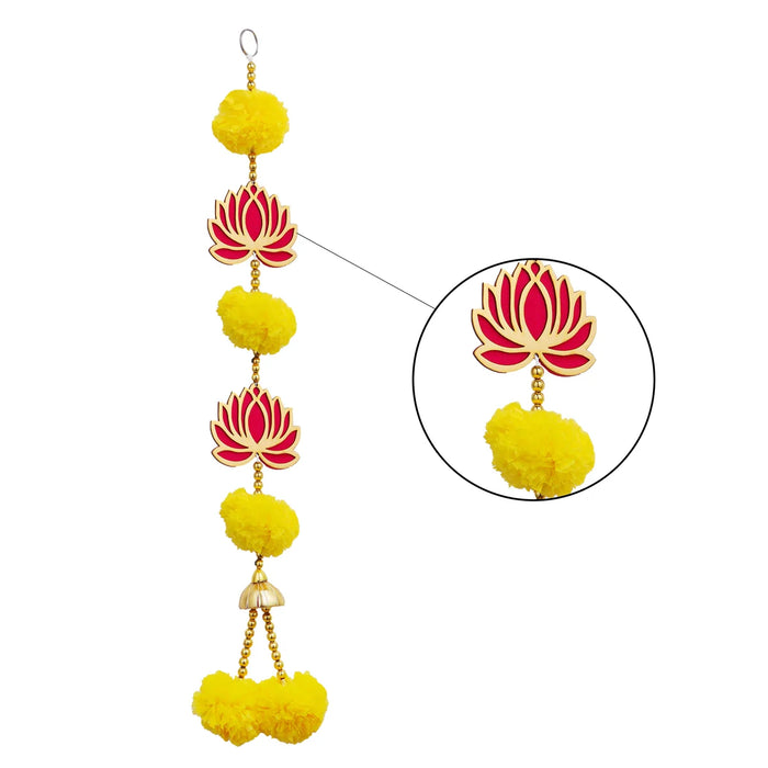 Toran Set - 19 Inches | 2 Pcs/ Lotus with Marigold Design Side Thoranam/ Door Hanger for Home Decor