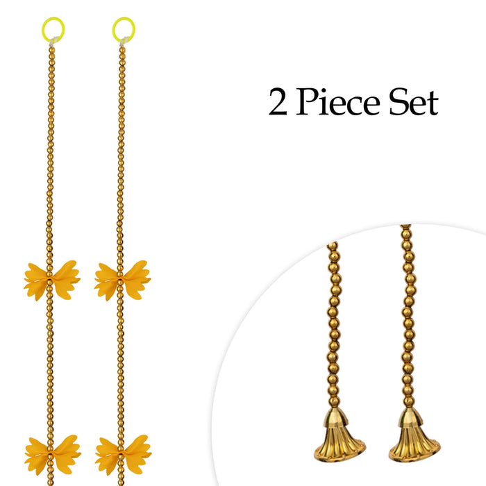 Side Toran - 5 Feet | 2 Pcs / Beads With Flower Design Thoranam / Bandanwar For Home Entrance