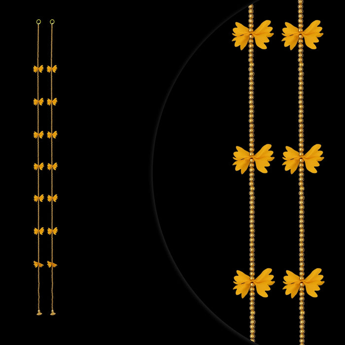 Side Toran - 5 Feet | 2 Pcs / Beads With Flower Design Thoranam / Bandanwar For Home Entrance
