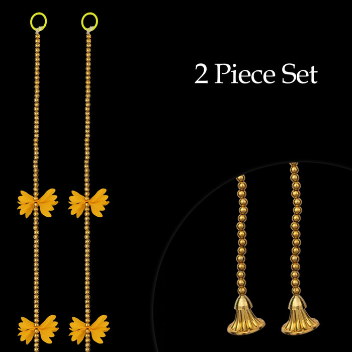 Side Toran - 5 Feet | 2 Pcs / Beads With Flower Design Thoranam / Bandanwar For Home Entrance