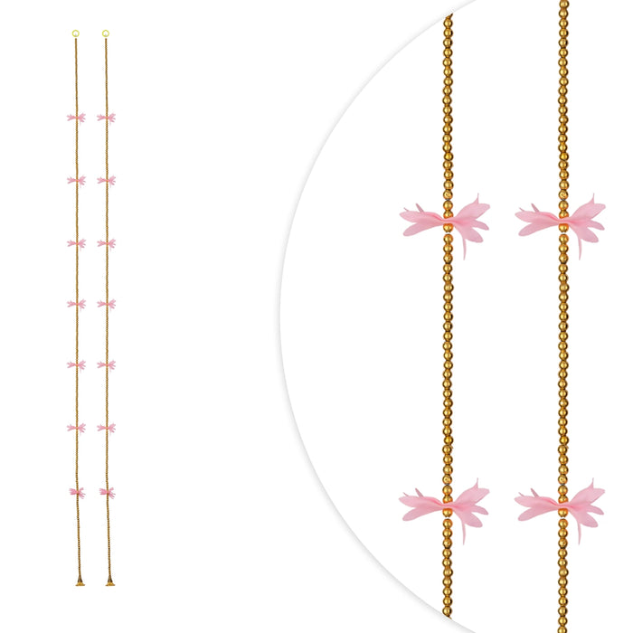 Side Toran - 5 Feet | 2 Pcs / Beads With Flower Design Thoranam / Bandanwar For Home Entrance