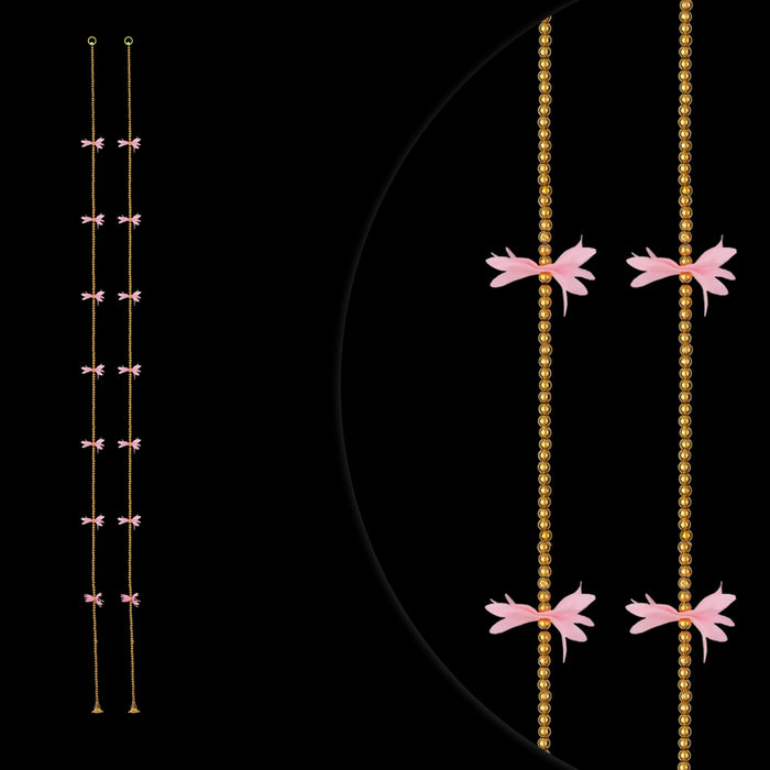Side Toran - 5 Feet | 2 Pcs / Beads With Flower Design Thoranam / Bandanwar For Home Entrance
