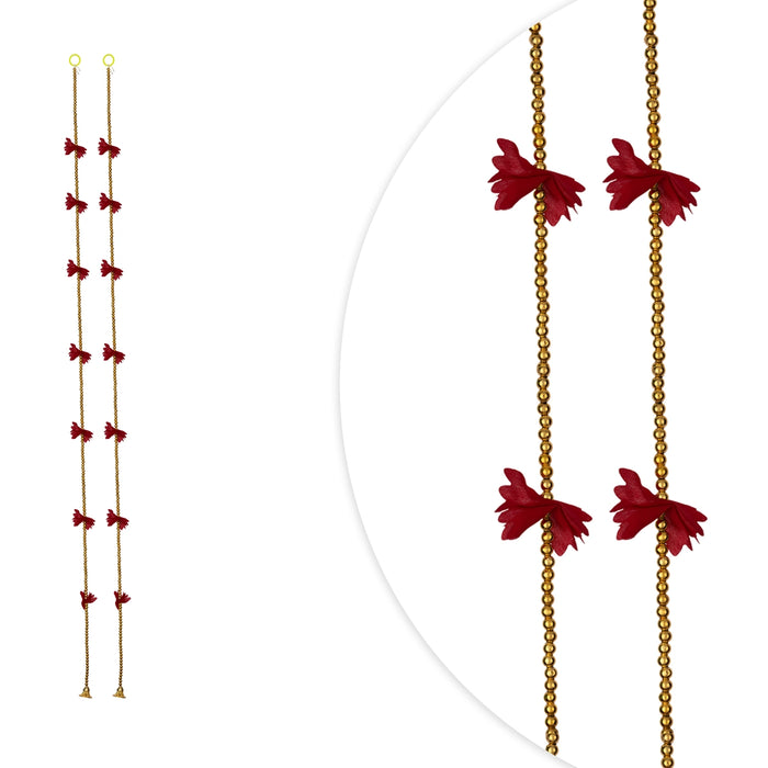 Side Toran - 5 Feet | 2 Pcs / Beads With Flower Design Thoranam / Bandanwar For Home Entrance