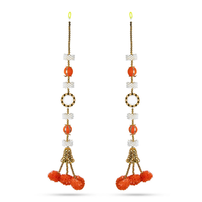 Side Toran - 3 Feet | 2 Pcs / Beads With Flower Design Thoranam / Artificial Bandanwar/ Wall Hanging