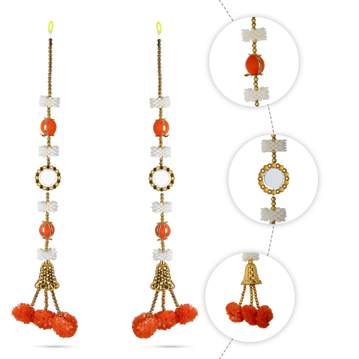 Side Toran - 3 Feet | 2 Pcs / Beads With Flower Design Thoranam / Artificial Bandanwar/ Wall Hanging