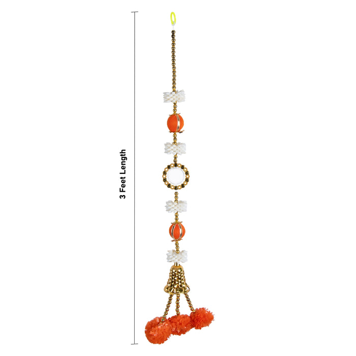 Side Toran - 3 Feet | 2 Pcs / Beads With Flower Design Thoranam / Artificial Bandanwar/ Wall Hanging
