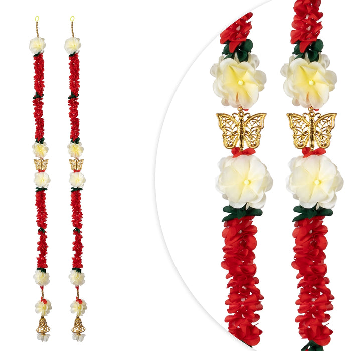 Side Toran Pair - 5 Feet | Flower Bandhawar / Artificial Thoranam / Door Hanging Decor