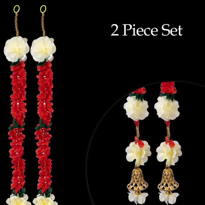 Side Toran Pair - 5 Feet | Flower Bandhawar / Artificial Thoranam / Door Hanging Decor