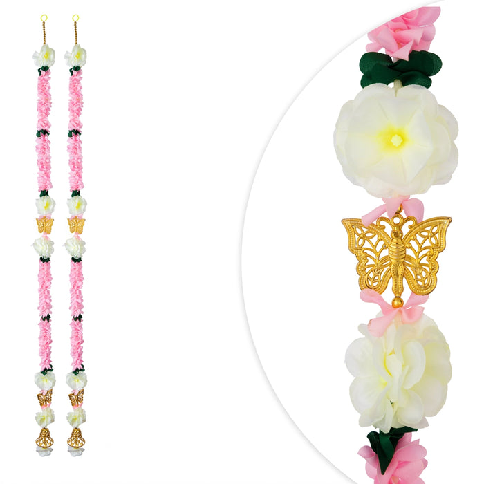 Side Toran Pair - 5 Feet | Flower Bandhawar / Artificial Thoranam / Door Hanging Decor