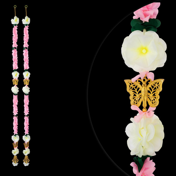 Side Toran Pair - 5 Feet | Flower Bandhawar / Artificial Thoranam / Door Hanging Decor