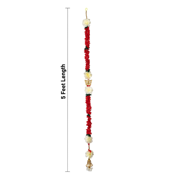 Side Toran Pair - 5 Feet | Flower Bandhawar / Artificial Thoranam / Door Hanging Decor