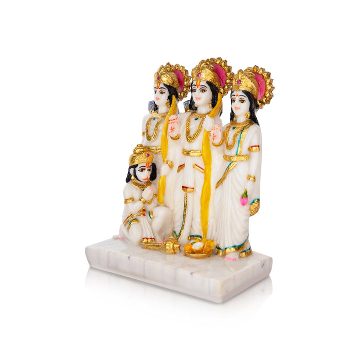 Ram Darbar Murti With Base - 8 X 6 Inches | Marble Dust Murti/ Ram Darbar Idol For Worship And Gifting
