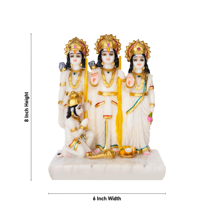 Ram Darbar Murti With Base - 8 X 6 Inches | Marble Dust Murti/ Ram Darbar Idol For Worship And Gifting
