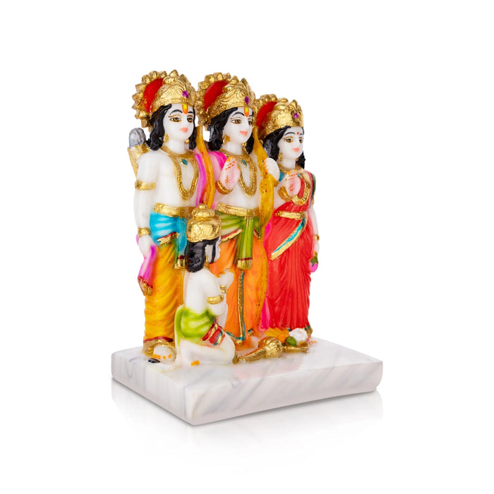 Ram Darbar Murti With Base - 8 X 6.5 Inches | Marble Dust Murti/ Coloured Ram Darbar Idol For Worship & Gifting