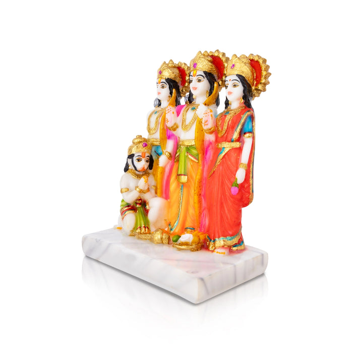 Ram Darbar Murti With Base - 8 X 6.5 Inches | Marble Dust Murti/ Coloured Ram Darbar Idol For Worship & Gifting