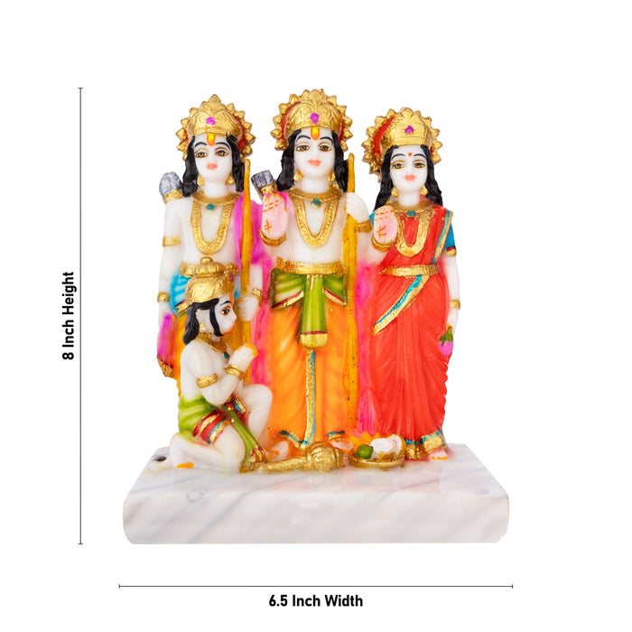 Ram Darbar Murti With Base - 8 X 6.5 Inches | Marble Dust Murti/ Coloured Ram Darbar Idol For Worship & Gifting