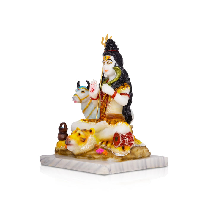 Shiva Statue With Nandi Statue - 10.5 X 8 Inches | Marble Dust Murti/ Coloured Shiv Statue For Pooja & Gifting