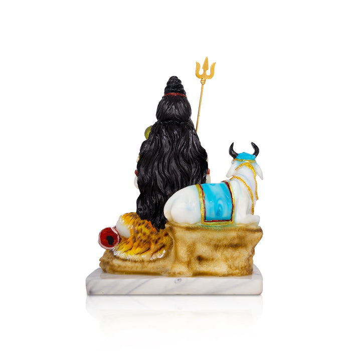 Shiva Statue With Nandi Statue - 10.5 X 8 Inches | Marble Dust Murti/ Coloured Shiv Statue For Pooja & Gifting