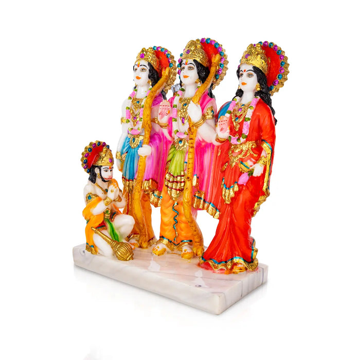 Ram Darbar Murti With Base - 11 X 8.5 Inches | Marble Dust Murti/ Coloured Ram Darbar Idol For Worship