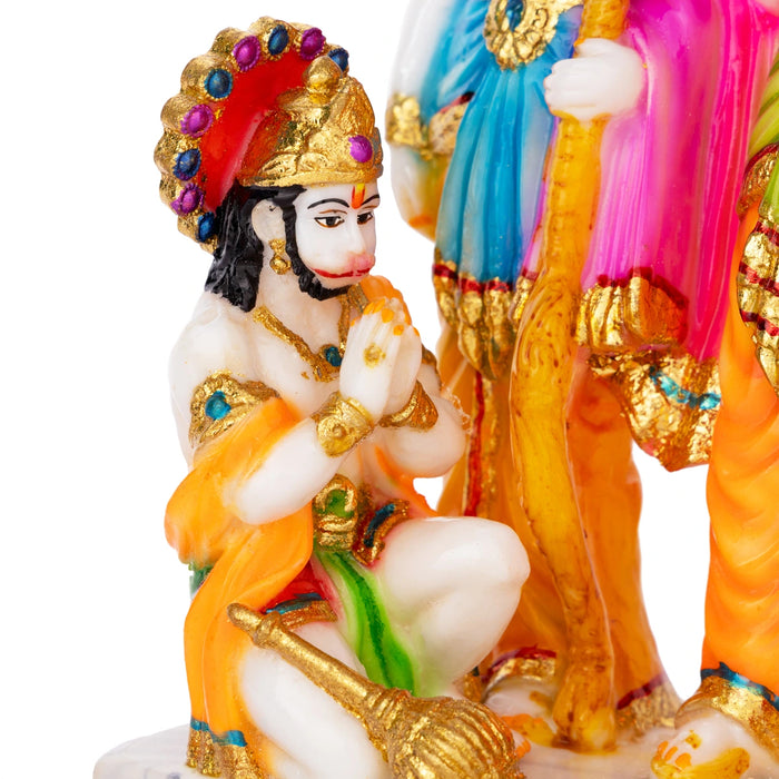 Ram Darbar Murti With Base - 11 X 8.5 Inches | Marble Dust Murti/ Coloured Ram Darbar Idol For Worship
