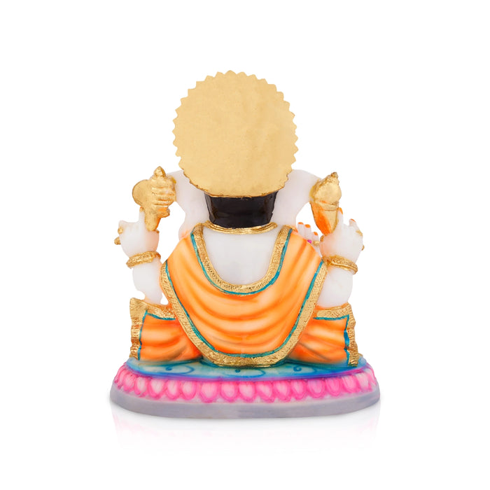 Ganesh Murti Sitting On Base - 7.5 X 6 Inches | Marble Dust Murti/ Ganpati Murti/ Vinayaka Idol For Worship