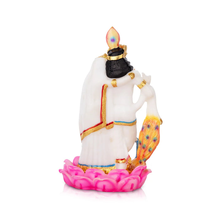 Radha Krishna Statue Standing On Lotus Base - 8 x 5 Inches | Marble Dust Murti/ Radha Krishna Murti for Pooja