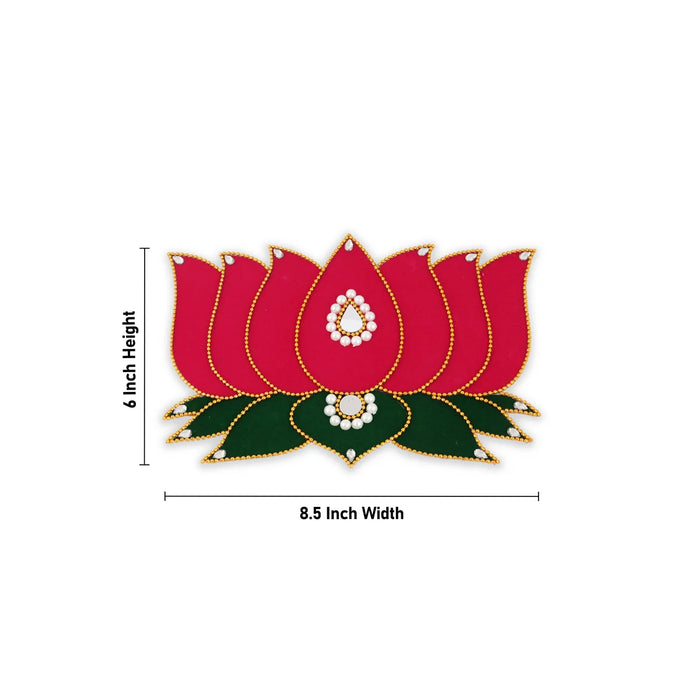 Rangoli Sticker - 6 x 8.5 Inches | Velvet Muggu Sticker/ Lotus Design Artificial Rangoli for Pooja