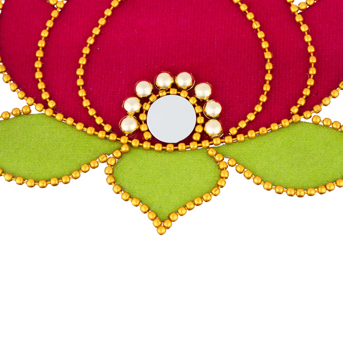 Rangoli Lotus Design - 3.5 x 2 Inches | Mirror Design Kolam Design for Pooja Decor/ Assorted Colour