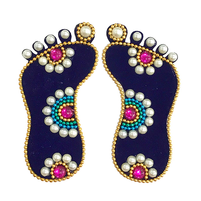 Krishnar Padham - 4 Inches | Velvet Paduka/ Krishna Charan Paduka for Pooja