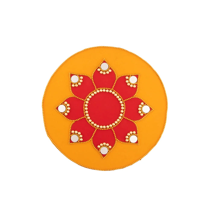 Rangoli Design Set - 8 Inches | 7 Pcs/ Velvet Muggulu Sticker/ Lotus Design Artificial Rangoli/ Kolam Sticker for Floor