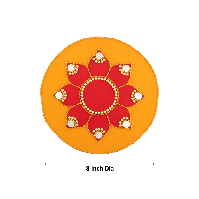 Rangoli Design Set - 8 Inches | 7 Pcs/ Velvet Muggulu Sticker/ Lotus Design Artificial Rangoli/ Kolam Sticker for Floor