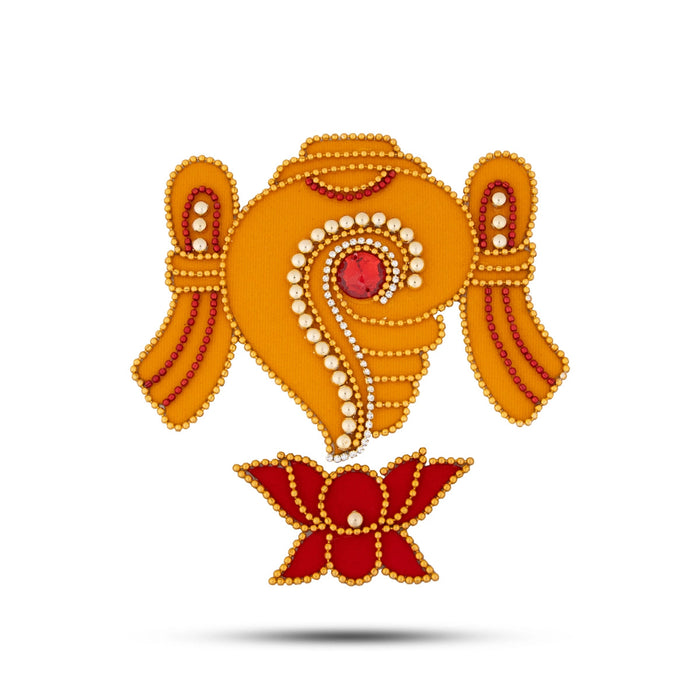 Shank Chakra Namam Rangoli Sticker - 5 x 4.5 Inches | Velvet Muggulu/ Artificial Rangoli for Pooja Room Decor