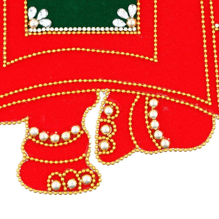 Rangoli Sticker - 10 x 12 Inches | Velvet Kolam Sticker/ Elephant Design Sticker for Pooja Decor