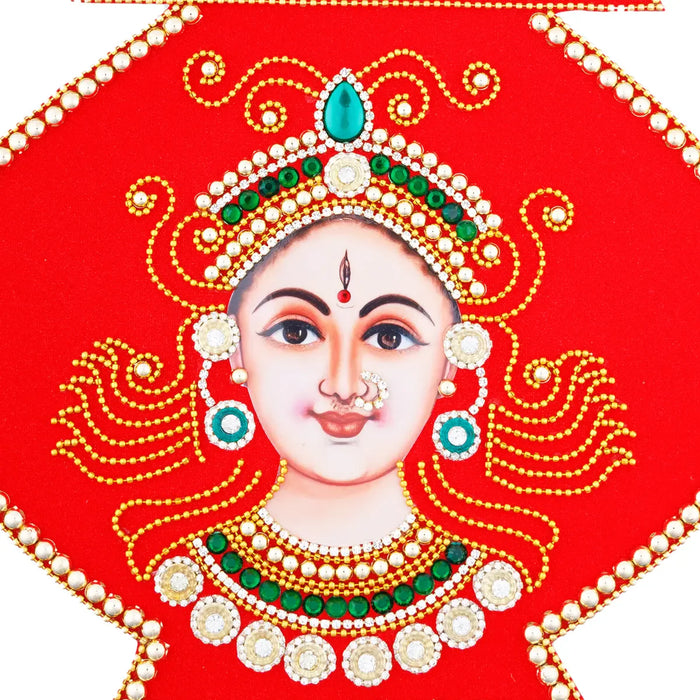 Rangoli Sticker - 15 x 11 Inches | Velvet Kolam Sticker/ Kalasa Amman Sticker for Pooja Decor