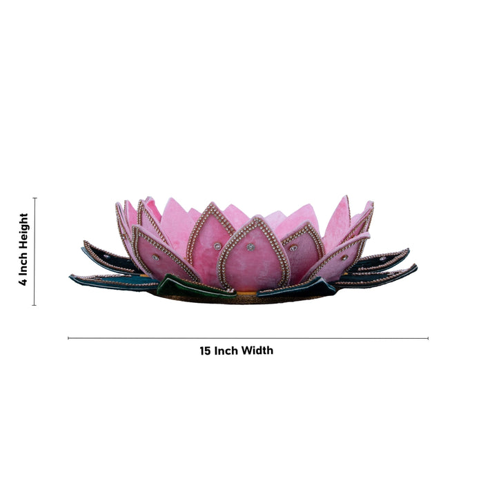 Floating Lotus Flower - 4 x 15 Inches | Velvet Artificial Lotus Flower/ Uruli Flower Decoration