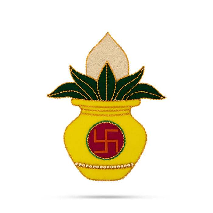 Swastik & Kalash Design Rangoli Design - 10 X 8 Inches | Velvet Rangoli Kolam Design/ Muggu Design For Home