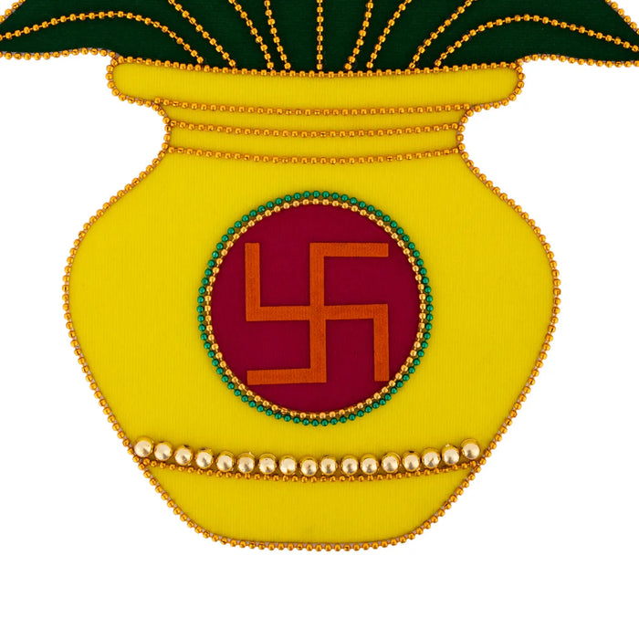 Swastik & Kalash Design Rangoli Design - 10 X 8 Inches | Velvet Rangoli Kolam Design/ Muggu Design For Home