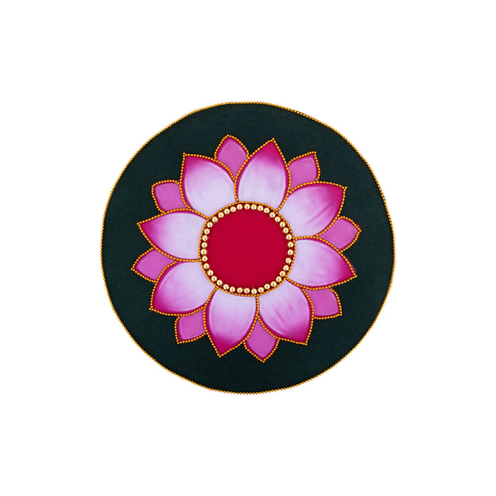 Velvet Rangoli Design - 10 Inches | Lotus Design Kolam Achu / Muggu Sticker For Floor Decoration