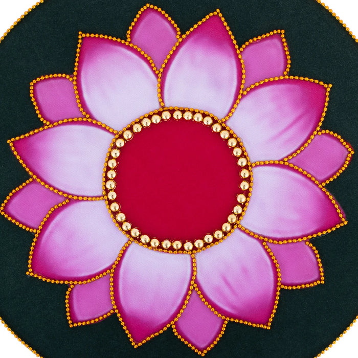 Velvet Rangoli Design - 10 Inches | Lotus Design Kolam Achu / Muggu Sticker For Floor Decoration