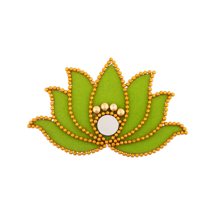 Lotus Design Rangoli - 2 x 3.5 Inches | Velvet Lotus Muggulu/ Artificial Lotus Rangoli for Pooja Room Decor