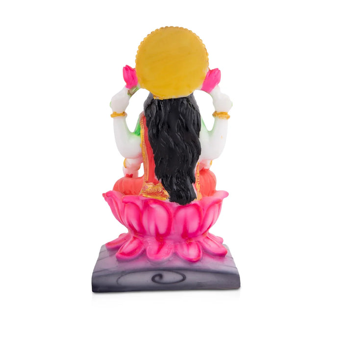 Lakshmi Sitting on Lotus - 7.5 x 4 Inches | Marble Dust Laxmi Idol/ Lakshmi Statue for Pooja