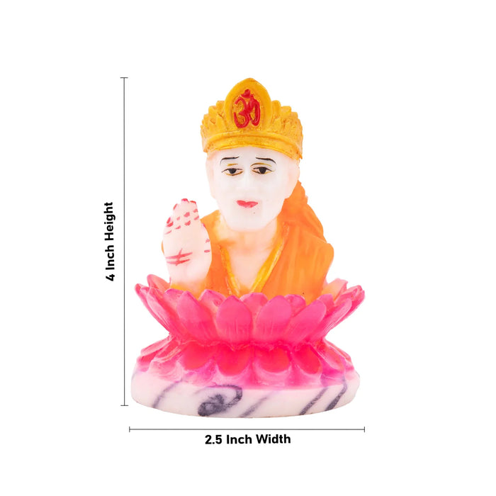 Saibaba Statue - 4 x 2.5 Inches | Marble Dust Statue/ Sai Baba Murti/ Sai Baba Statue for Home